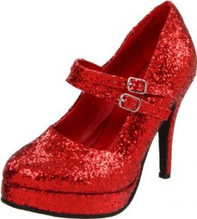 High Heel Shoes 4 Inch Shoe Red Ruby Slippers Glitter Mary Jane Shoe