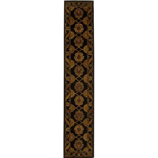 Handmade Heritage Mahal Black Wool Runner (23 x 16)