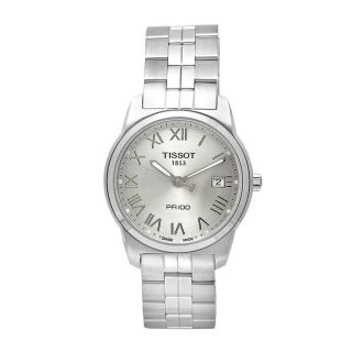 Tissot Mens PR 100 Stainless Steel Roman Numeral Watch