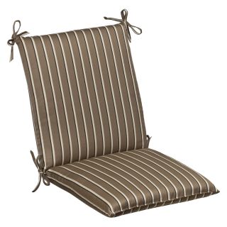 Pillow Perfect Outdoor Brown/ Beige Striped Chair Cushion Squared with