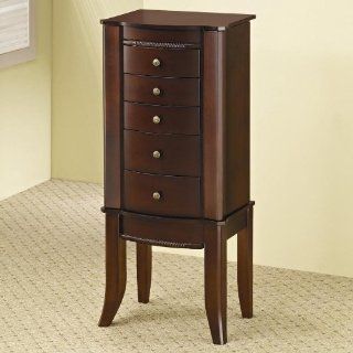 Jewelry Armoire with Saber Legs in Warm Brown Finish Home