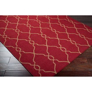 Hand woven Hollis Red Wool Rug (5 x 8)