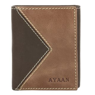 AYAAN Mens Leather Two tone Tri fold Wallet