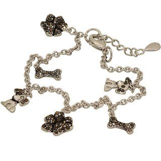 Dog Lovers Charm Bracelet with Genuine Marcasite Jewelry