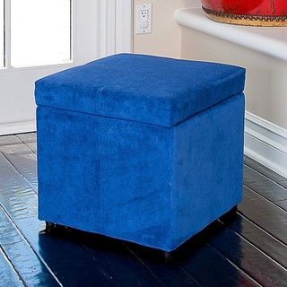 Square Blue Cube Storage Ottoman