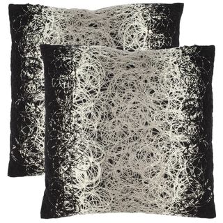 Swirls 18 inch Black Decorative Pillows (Set of 2)