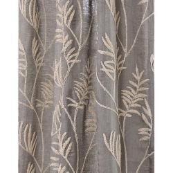 Crewel Embroidered Faux Linen 108 inch Curtain Panel