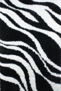 Shaggy Black/ White Zebra Rug (78 x 54)
