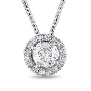 Miadora 18k White Gold 1 2/5ct TDW Diamond Circle Halo Necklace (H I