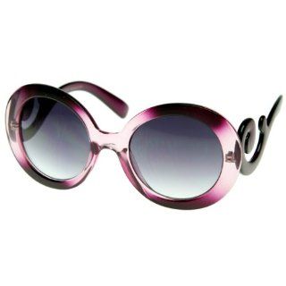 Designer Oversized High Fashion Sunglasses w/ Baroque Swirl Arms (With