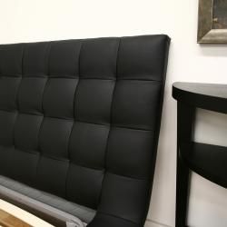 Celia Black Bonded Leather Queen Platform Bed