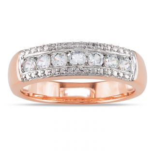 Miadora Pink Rhodium plated Silver Created White Sapphire Ring