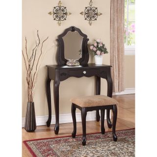 Espresso One Drawer Vanity and Stool Set Today $210.99