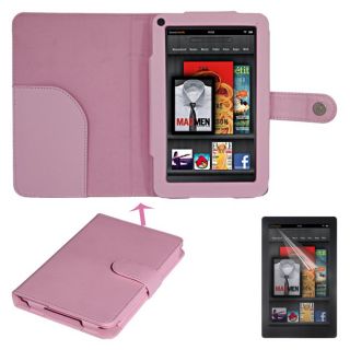 SKQUE  Kindle Fire Button Leather Case/ Screen Protector