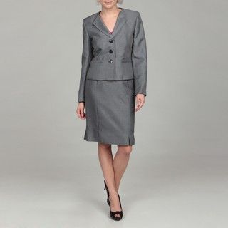 Kasper Womens Navy Three button Jacket Skirt Suit