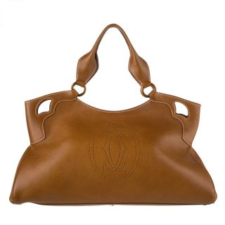 Cartier Brown Pebbled Leather Tote Bag