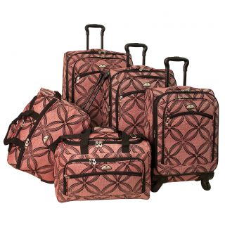 American Flyer Clover Metallic 5 piece Pink Expandable Spinner Luggage