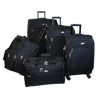 American Flyer South West Expandable 5 piece Black Spinner Luggage Set