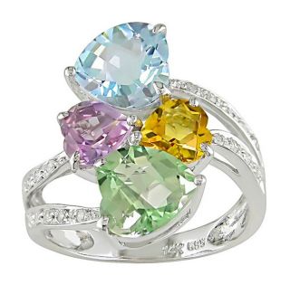 14k Gold Multi Color Semi Precious Stone Heart Ring