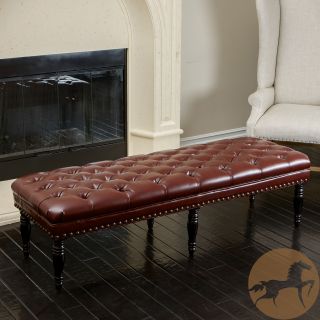 Christopher Knight Home Clive Tufted Leather Bench Ottoman