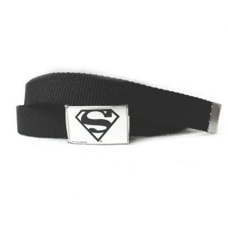 Superman Black and Silver Webbing Belt and Brushed Buckle