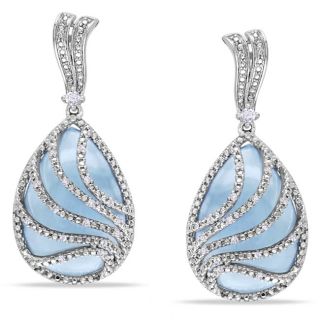 Miadora Sterling Silver Chalcedony and 1/4ct TDW Diamond Earrings (G H