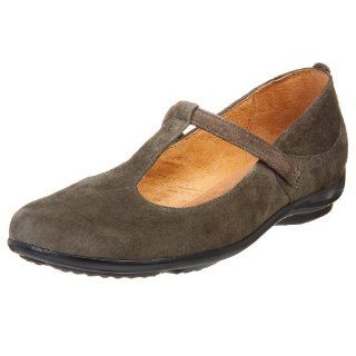 privo Womens Walk T Strap Flat,Charcoal,5 M US Shoes