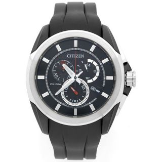 Citizen Mens Black Rubber Strap Chronograph Watch Today $178.48