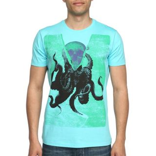 DIESEL T Shirt Listeh Homme Turquoise, vert, violet et noir   Achat
