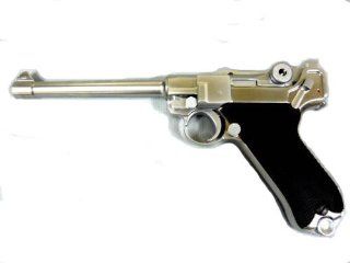 WE Full Metal Luger (Medium) Silver Gas Blow Back Gun BB