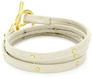 gorjana Graham Beige Satin Leather Studded Wrap Bracelet