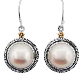 Meredith Leigh 14k Gold and Sterling Silver FW Pearl Earrings (10 mm