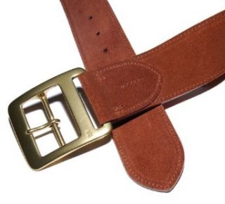Polo Ralph Lauren Mens Suede Leather Belt Brown Brass 34