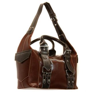 La Philipe Brown/ Dark Brown Buckle Shoulder Bag