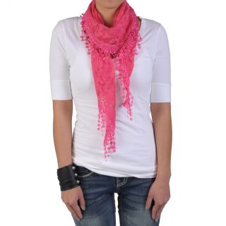 Hailey Jeans Co Womens Floral Pattern Lace Detail Scarf