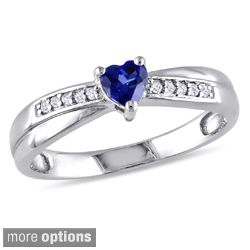 Miadora Sterling Silver Gemstone and Diamond Accent Heart Ring MSRP $