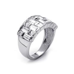 Ultimate CZ Platinum over Silver Cubic Zirconia Basketweave Ring