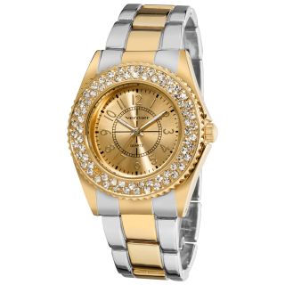 Vernier Womens Fashion Crystal Stone Bezel Gold Bracelet Quartz Watch