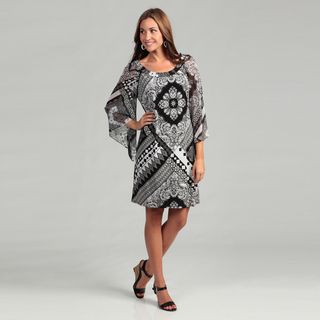 Sangria Womens Black/ White Abstract Print Dress