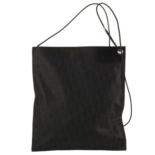 Dior Black Stamped Canvas Large Flat Messenger Bag