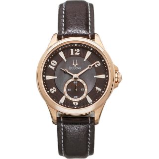 Bulova 97L113 Womans Adventurer Rose Gold Tone Watch with Leather