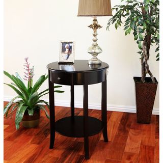 Espresso Finish Wood Single drawer Round Side/ End Table