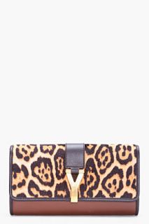 Yves Saint Laurent Large Chyc Leopard Clutch for women