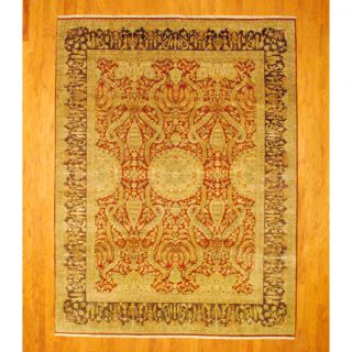 Indo Hand knotted Vegetable Dye Sarouk Rust/ Brown Wool Rug (89 x 11