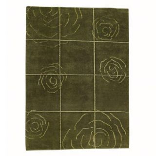 Hand knotted Green Floral Wool Rug (46 x 66)