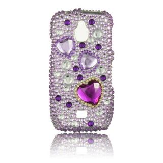 Luxmo Purple Heart Rhinestone Protector Case for Samsung Exhibit 4G