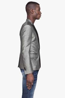 Dsquared2 Metallic Silver Silk trimmed Xmas Tux Blazer for men