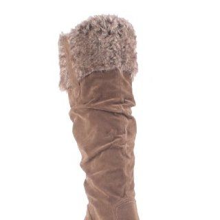 LILIANA TREVISO 2 Womens almond toe knee high tall boots on wedge