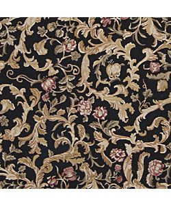 Hand knotted Legacy Floral Black Wool Rug (86 x 116)