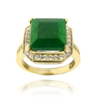 Glitzy Rocks Gold over Silver Lab created Emerald and Cubic Zirconia